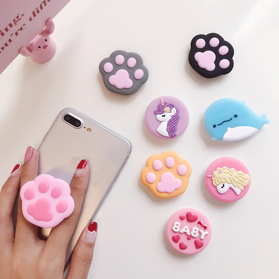 Cute Phone Socket Universal Cat Claw Paw Mobile Phone Stretch Bracket Cartoon Phone Stand Finger Holder