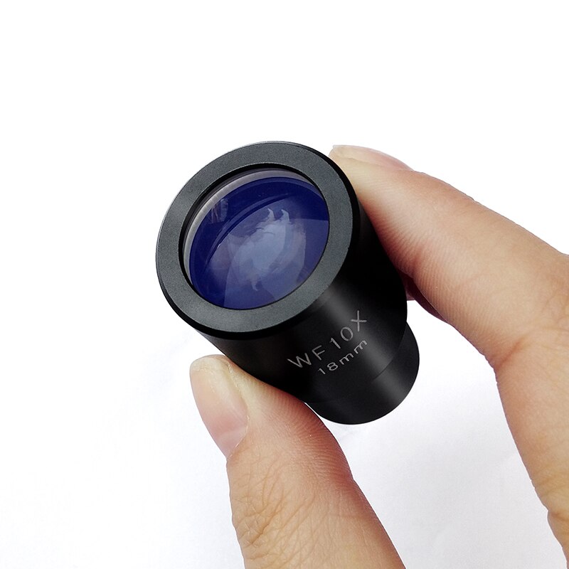 One Pair WF10X Eyepiece Wide Field View 18mm Optical Lens Eyepiece for Biological Microscope Eyepiece Lens Mounting Size 23.2mm