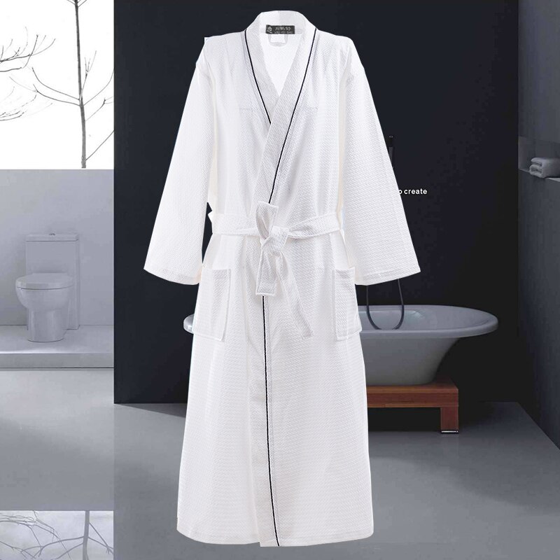 Vaffel 100%  bomulds badekåbe mænd langærmet herre morgenkåbe sved fordampe par kimono badekåber hotel spa badekåber morgenkåbe