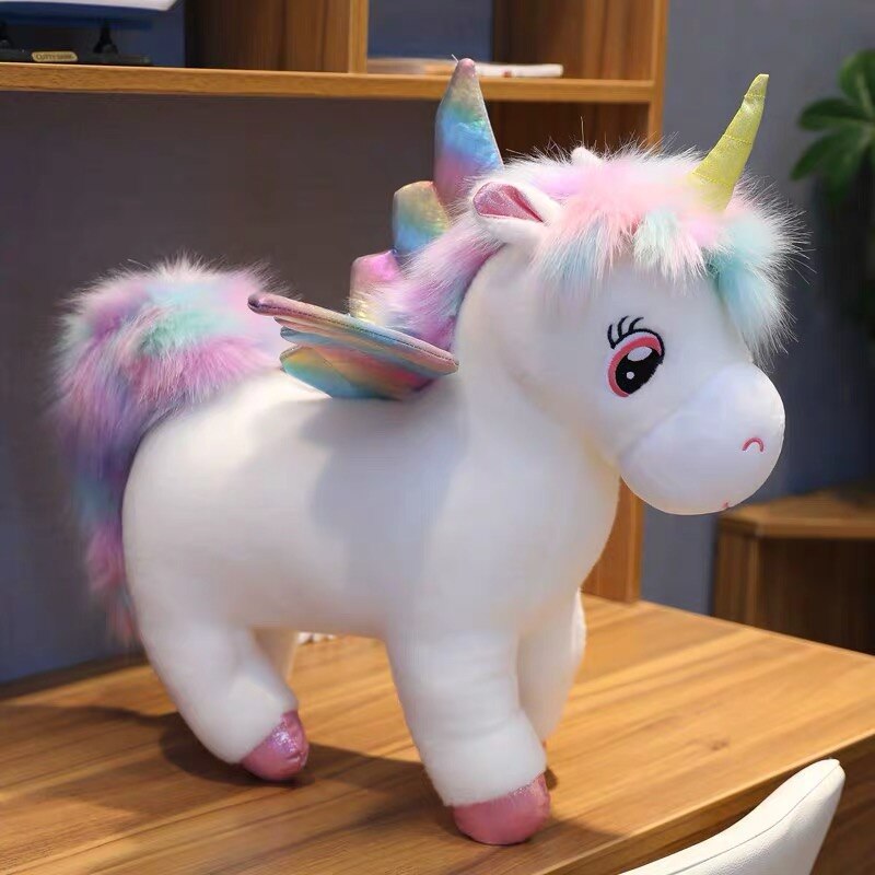 30 ~ 80 Cm Grote Eenhoorn Knuffel Fantastische Regenboog Wings Paard Speelgoed Gevulde Zachte Pop Home Decor voor Kid Meisje Kussen