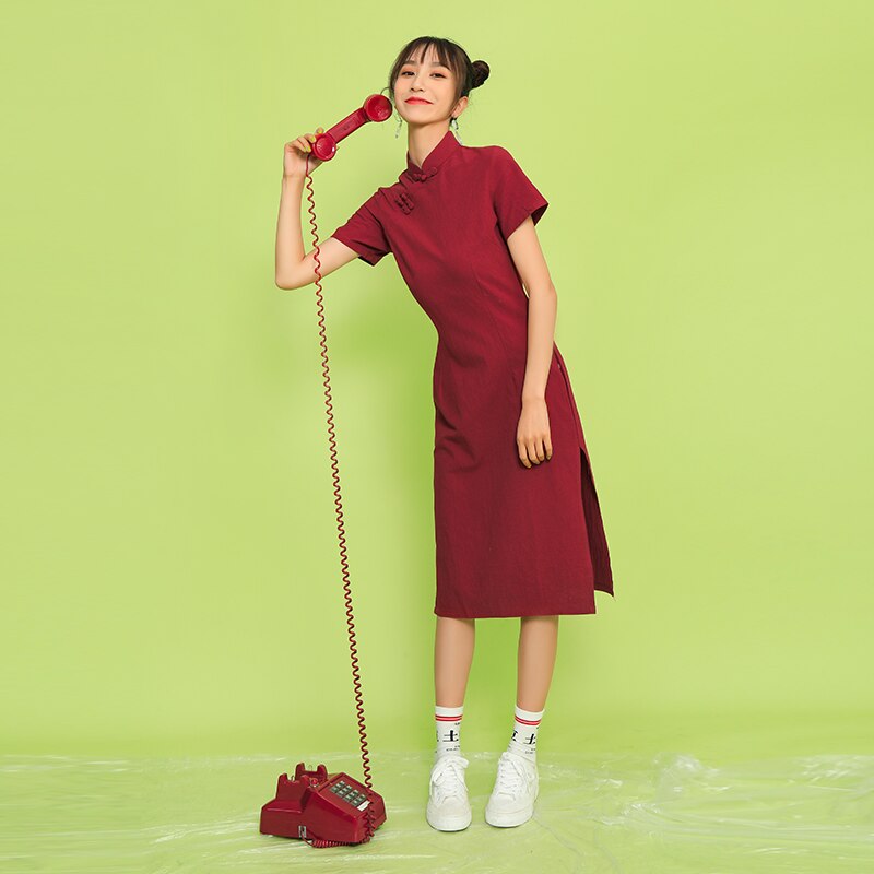 Chinese Traditional Improved Cheongsam Summer Short-sleeved Mini Qipao Dress Modern Daily Slim Qipao Dresses Vestido