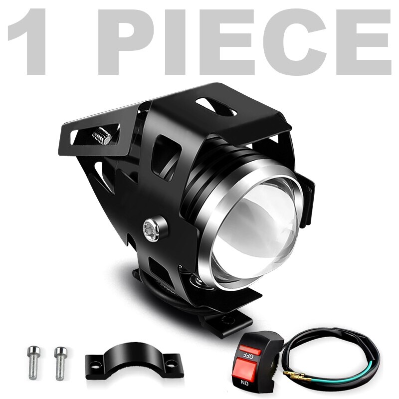 Motorcycle Headlight U5 LED Spotlights Moto Auxiliary Lightings DRL Motorbike Lamps Fog light Universal 12V For Bicycles Cars: 1pcs U5 and switch