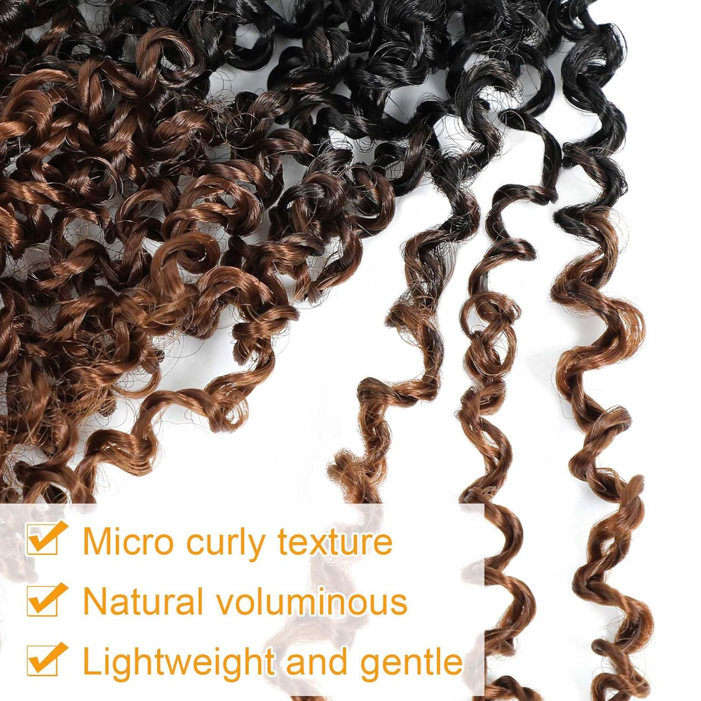 Yanky Twist Crochet Hair pour femmes noires, cheveux synthétiques pré-bouclés, cheveux au crochet marron ombré, extrémités bouclées, Yank Twist, 8 po