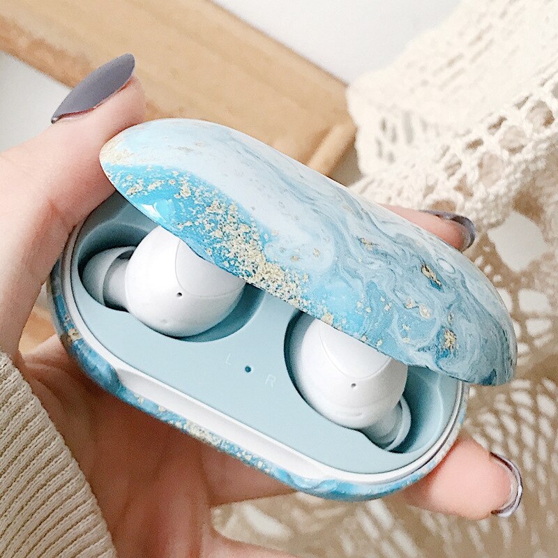 Retro Flower Marble PC Matte Earphone Case For Samsung Galaxy Buds+ Plus Cover For Galaxy Buds Bluetooth Wireless Headset Case: GB4