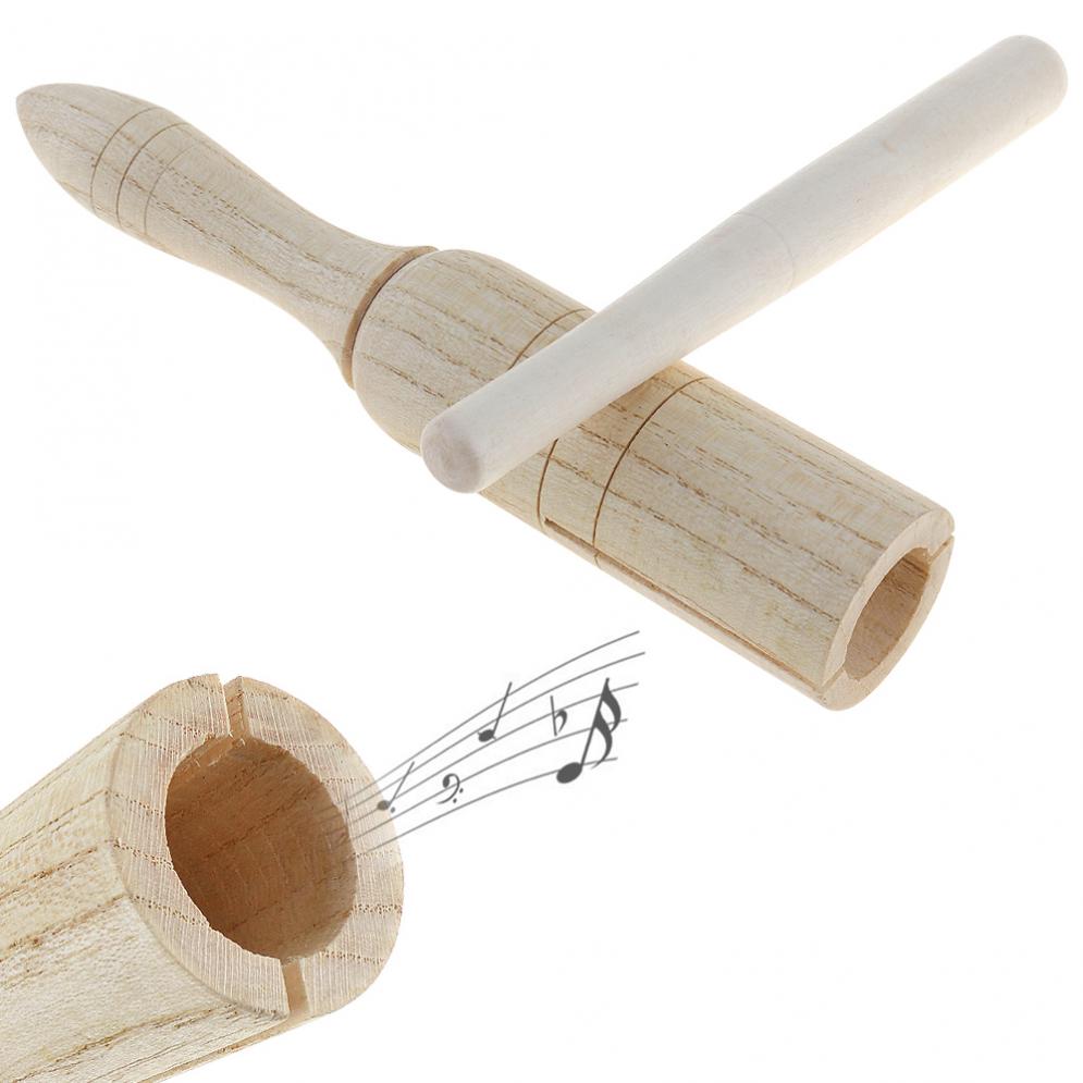 Sound Tube Wooden Crow Kid Children Wood Sounder Musical Toy Percussion Education Instrument with Stick