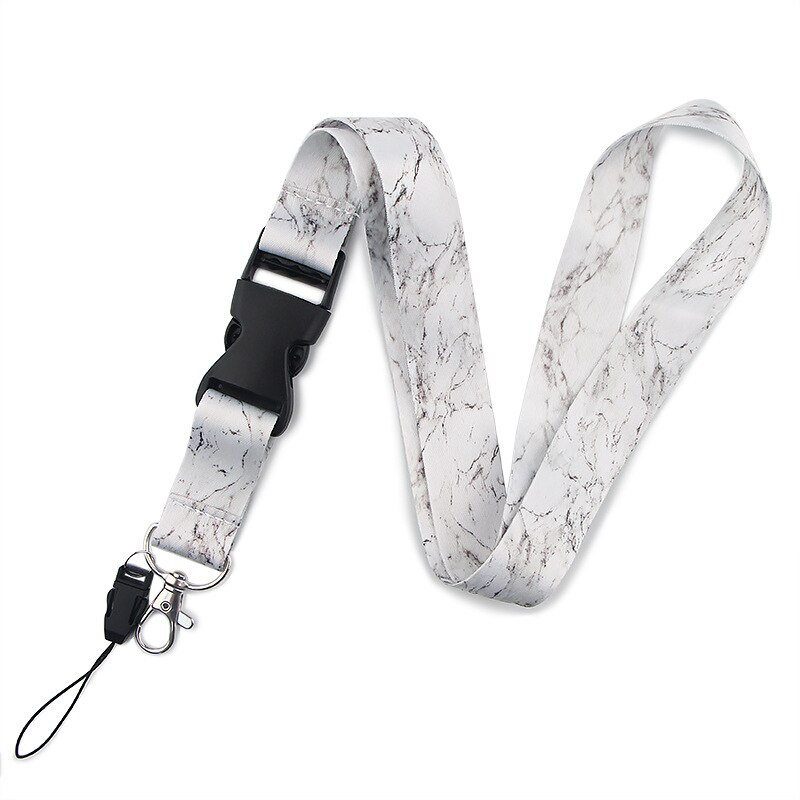 Luxury Marble texture Neck Strap Lanyards ID badge card holder keychain Mobile Phone Strap Ribbon webbing necklace keychain: 02