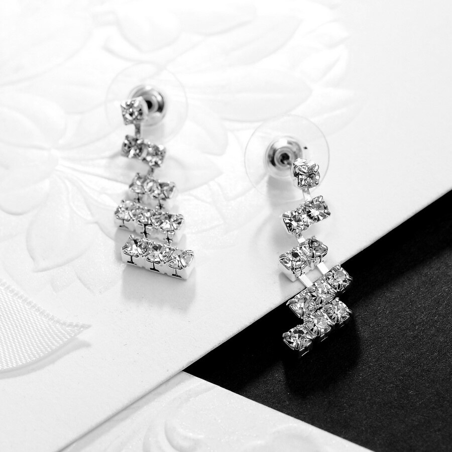 Conjunto de joyas de boda chapadas en plata, conjunto de joyería de diamantes de imitación brillantes de cristal, collar , pendientes, conjunto de joyería de compromiso