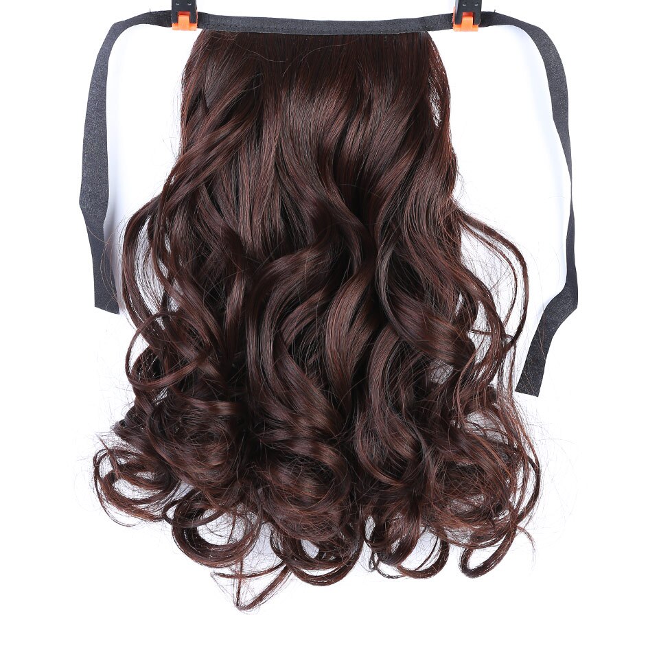 MEIFAN-Cola de Caballo ondulada corta, envoltura con cordón, cola de pelo sintética, postizo de Clip, extensiones de coleta