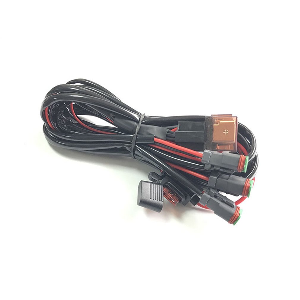 Connecting 3 Car LED Work Light Wiring Harness With DT Connecter Waterproof Universal for Long Strip Light Off-road Spotlights