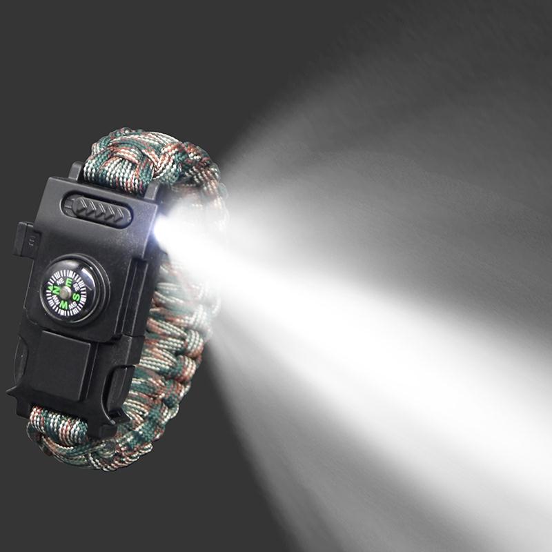 Led Lights Survive Safety bracelet 4mm Reflective Paracord Multifunction Outdoor tools Camping Hiking Rescue Emergency Rope