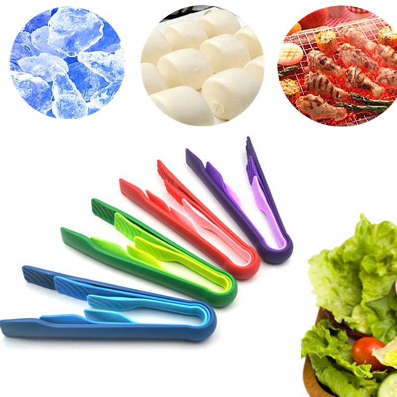 Food Tong Plastic Kitchen Tongs Silicone Non-slip Cooking Clip Clamp BBQ Salad Tools Grill Kitchen Accessories 3pcs