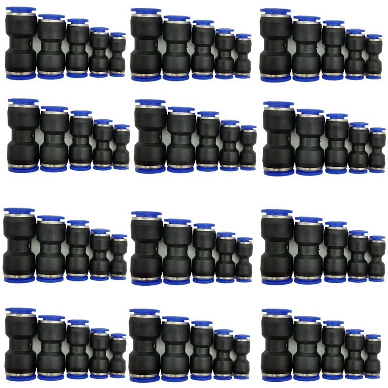 Straight Push Connectors, 4/6/8/10/12 mm Quick Release Plastic Push to Connect Fittings Kit, 60 Pcs Air Line Fittings: Default Title