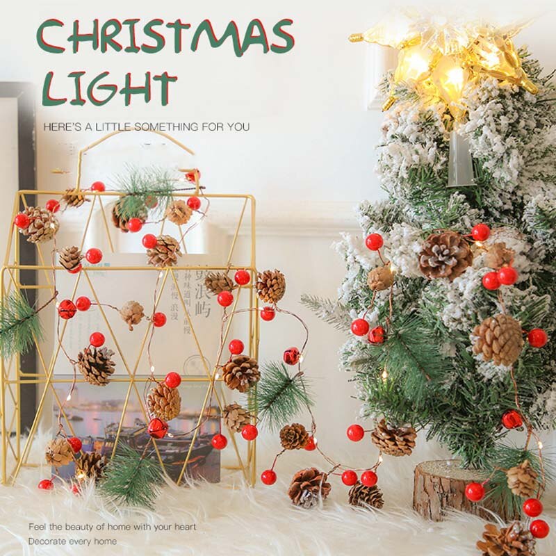 2M 20LED Waterdicht Kerst Pine Cone Snaar Licht Koperdraad Lantaarn Voor Bruiloft Kerstboom Home Party Decoratie Lamp