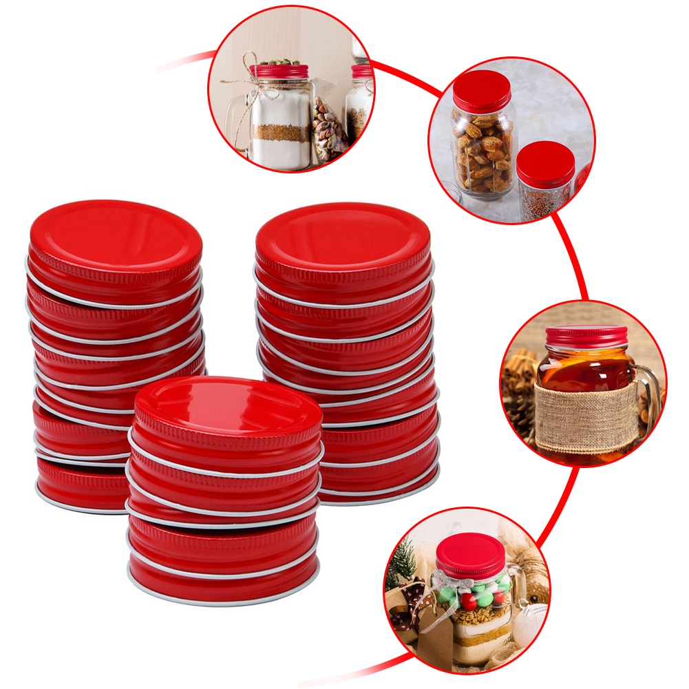 12/24 Packs Mason Jar Lids Regular Mouth Leak Proof Secure Mason Storage Solid Caps