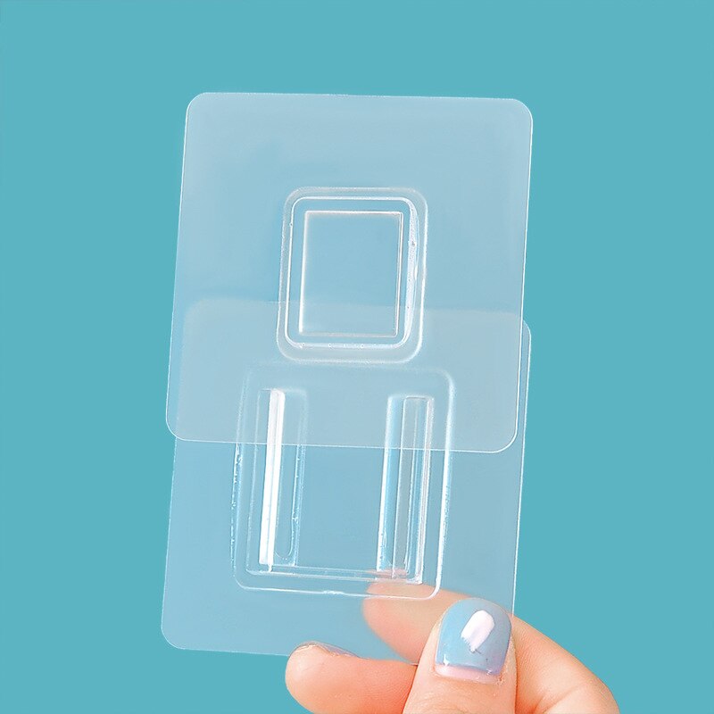 Double-sided Adhesive Wall Hook Transparent Suction Cup Sucker Hanger Seamless Paste Plug Socket Holder Cable Plug Fixing Storag