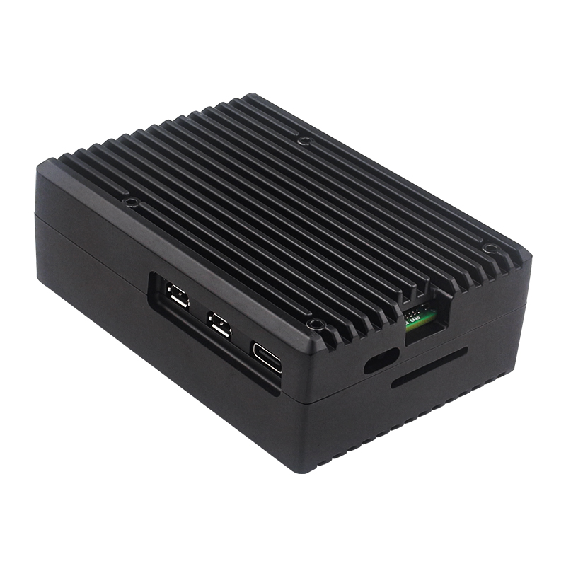 Raspberry Pi 5 aluminium behuizing Passieve koeling met siliconen koellichamen Schakelaarknop Stille warmteafvoer voor RPI 5 Pi5