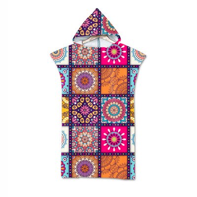 Toalla de playa con capucha de microfibra para adultos, Poncho de secado rápido con Mandala para piscina, Surf, toallas de baño, traje de baño cambiante, bata y capa: C Towel Poncho