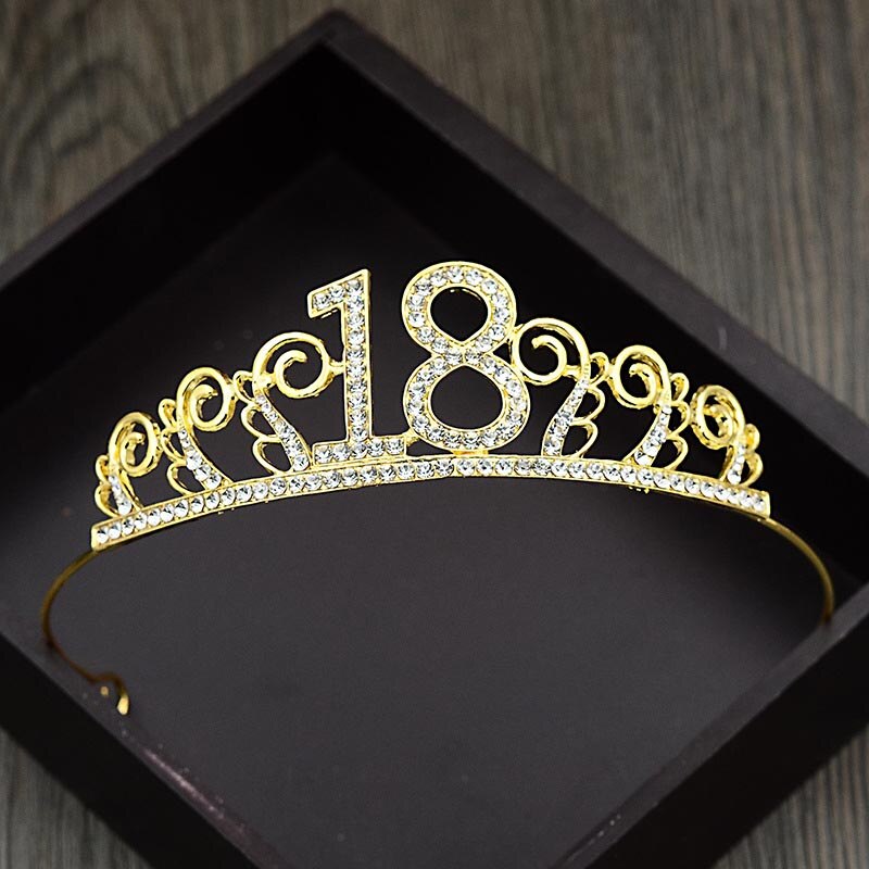 Crystal Tiara Kroon Haarband Voor Taart Decoratie De Debutante Bal Vrouwen Meisje 18 Verjaardag Partij Hoofddeksels Haar Sieraden: Gold