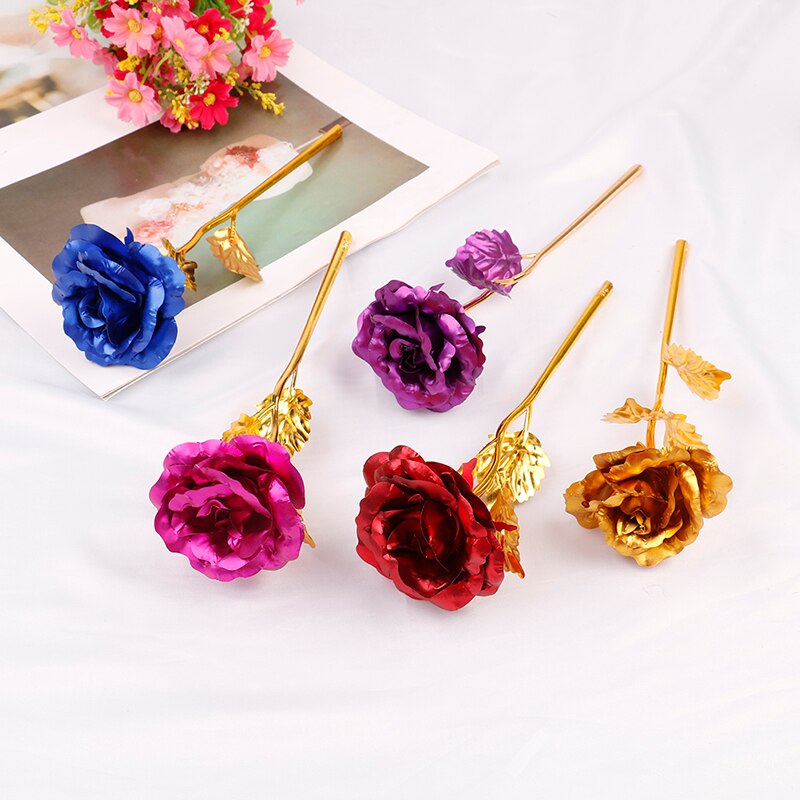 24k folie forgyldt rose guld rose bryllupsdekoration blomst valentinsdag elskers rose kunstig guld / lilla / rød / blå / rose