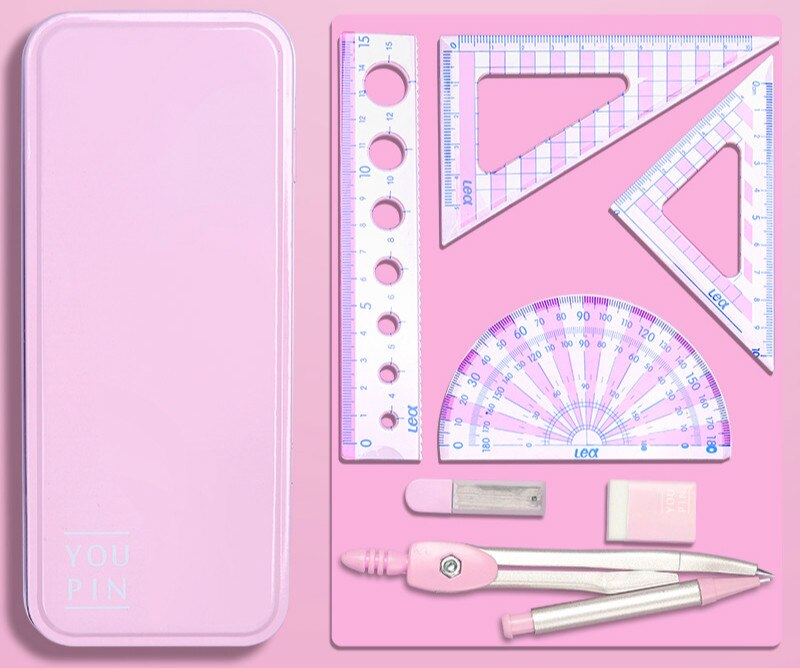 Set of Rulers, Compasses, Drawing Four-piece Ruler, Elementary and Middle School Students, Triangle Protractor, Test Ruler Set