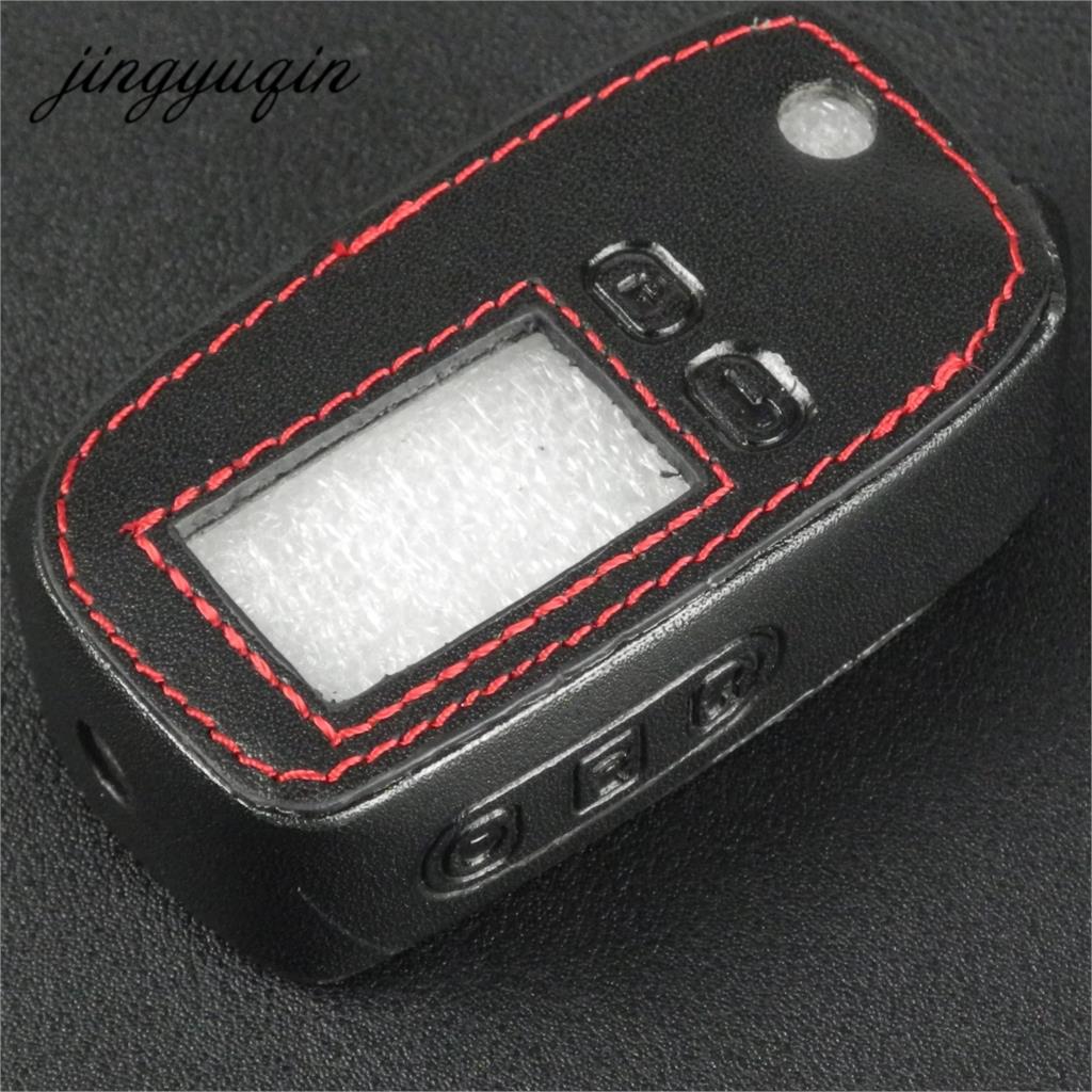 Jingyuqin Leather Flip Key Case Voor Tomahawk TW9010 TW9020 TW9030 2 Way Lcd Auto Alarm Afstandsbediening Sleutelhanger Folding Cover