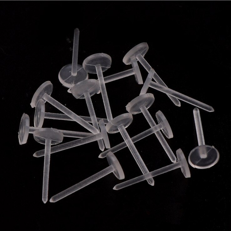 500 p Blank Flat/Cup Earring Pin Post Noten Stud Oorbellen Terug Stoppers Oor clip Rubber Pad Oorbellen sieraden bevindingen Plastic Pinnen: Flat / 5mm Base