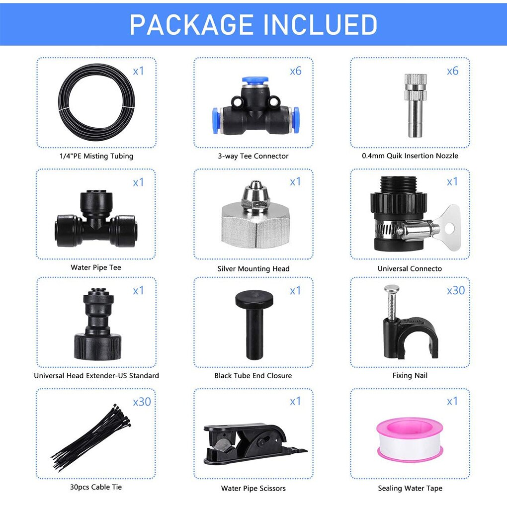 Fan Atomization Kit For Outdoor Atomization Cooling System Fog Line Nozzles Faucet Adapter DIY Cool Fan Mist For Any Outdoor Fan