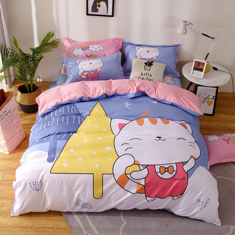 3Pcs Baby Bedding Set 100% Cotton Crib Bed Linen Kit Cartoon Animal Includes Pillowcase Bed Sheet Duvet Cover Without Filler: 4