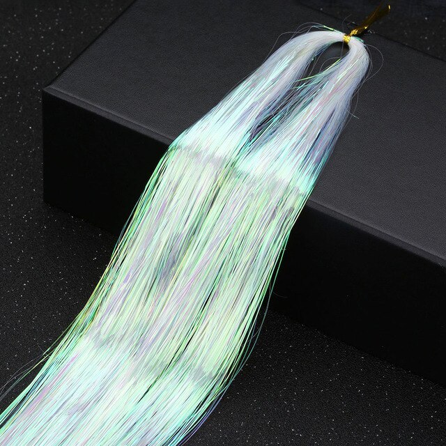 Hair Tinsel Strands Of Hair Colored Hair Strands Glitter Hair Extensions For Braids Hair Dazzle Braids With Elastic Extensiones: White pink