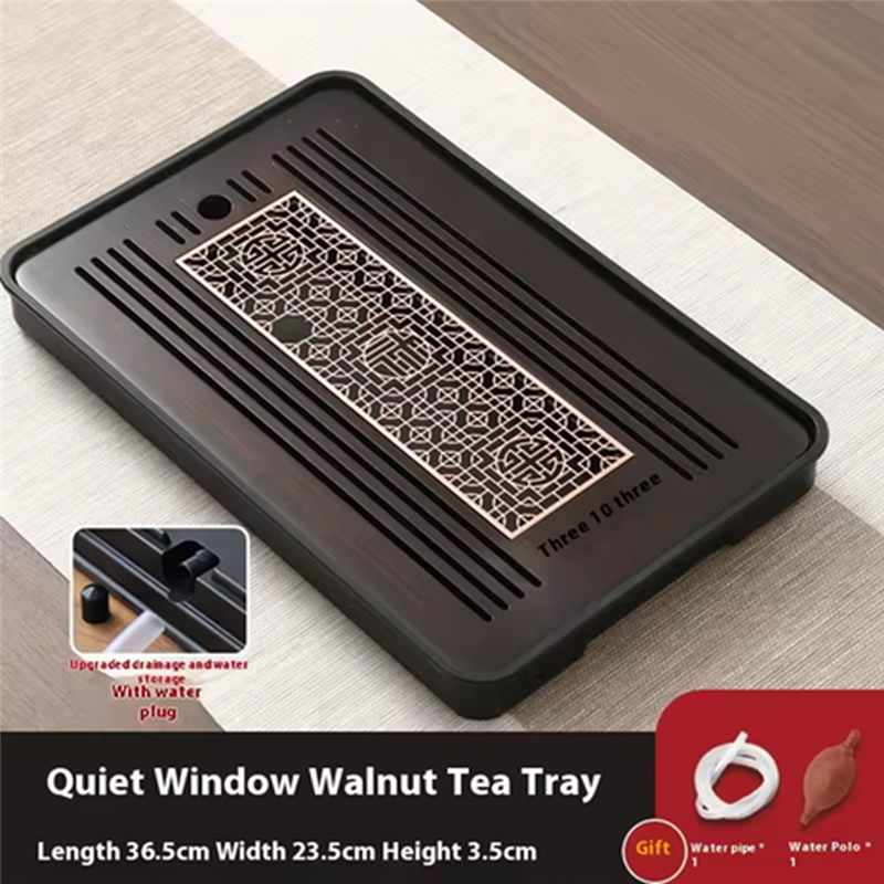 ABGE-bandeja de té de bambú, platos portátiles, ceremonia del té rectangular, mesa de té Chaban, drenaje de doble uso, almacenamiento de agua