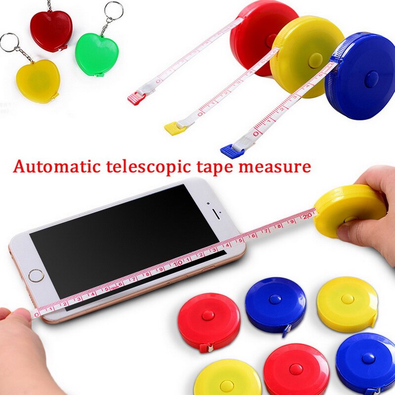 Cinta métrica portátil retráctil de 150cm/60 ", regla de altura para niños, etiqueta de máquina de coser, rollo de cinta, Color aleatorio
