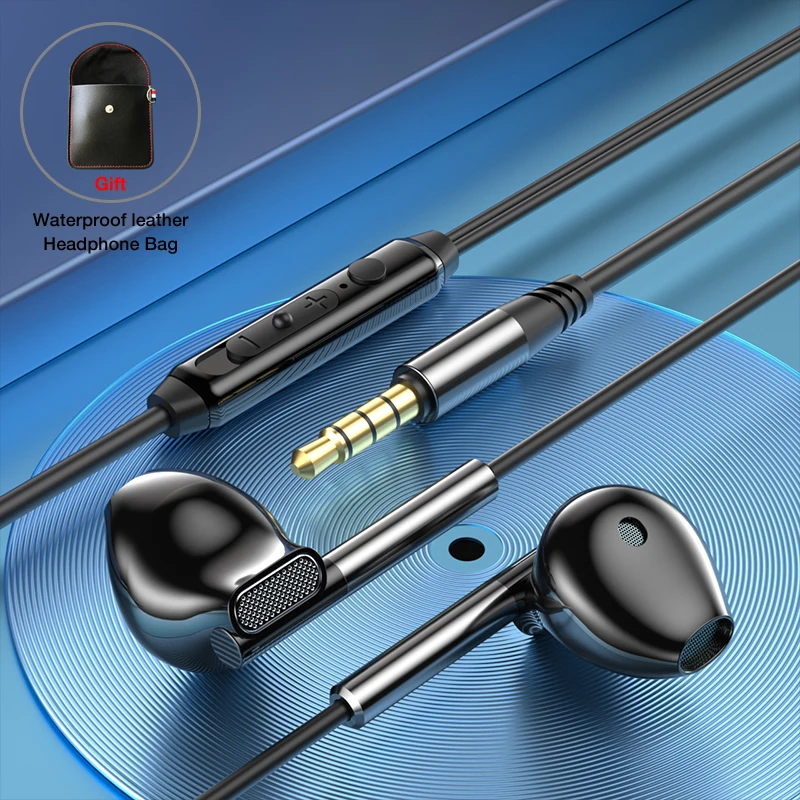 EARDECO 3.5mm/Type-C słuchawki z redukcją szumów słuchawki przewodowe Bass Hifi słuchawki przewodowe słuchawki douszne mikrofon stereo słuchawki z przewodem: Black