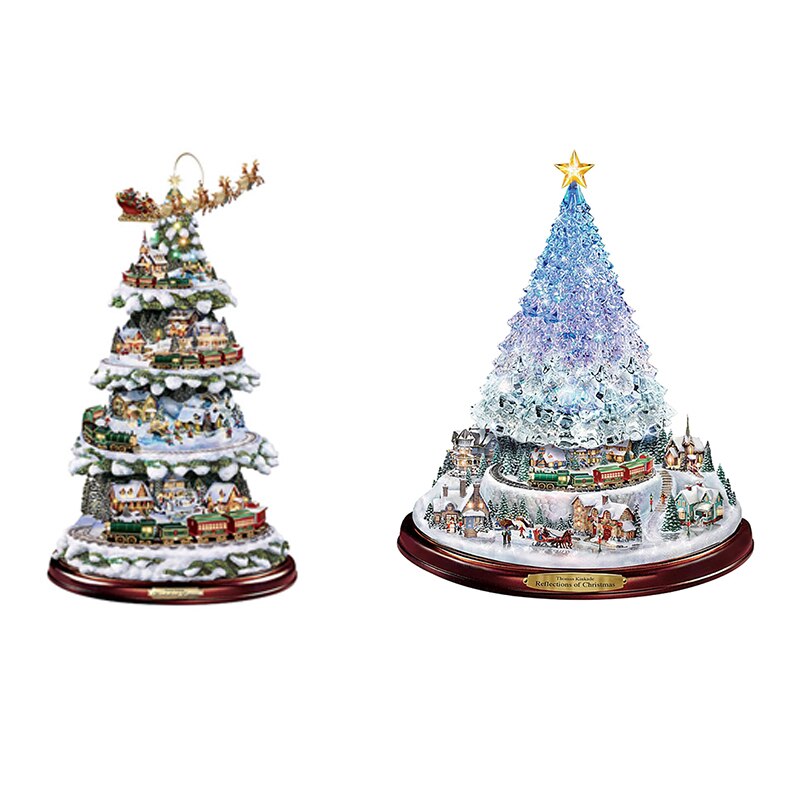 Christmas Tree Rotating Sculpture Train Decorations Paste Window Paste Stickers Christmas Decor Doll Hang Decorations