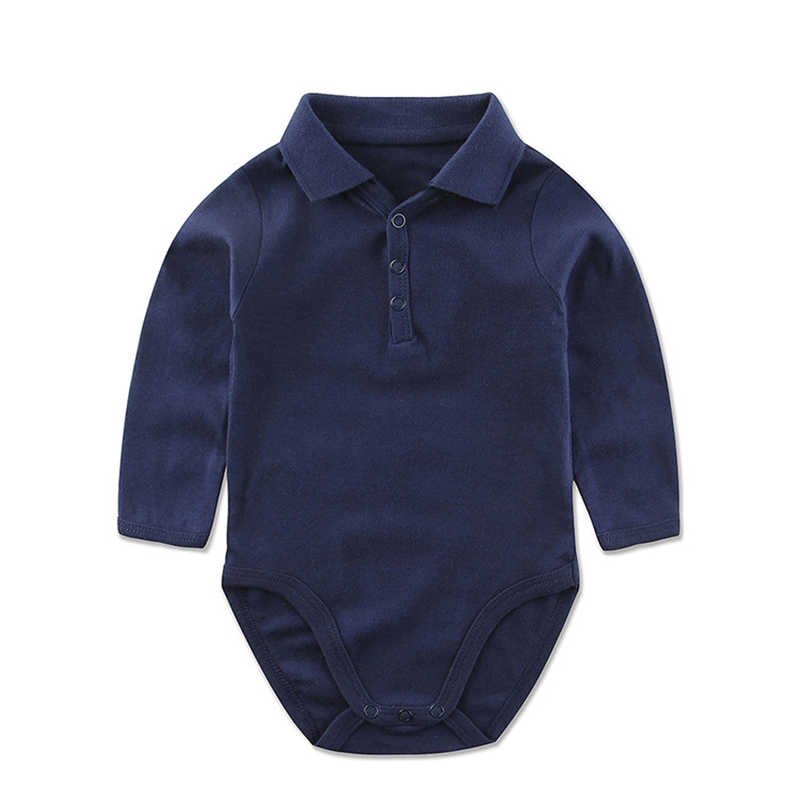 Cotton Long Sleeve Bodysuits For Newborns Baby Boy Clothes Turndown Shirt Collar Kids Jumpsuit Infant Clothing: 1 / 18M