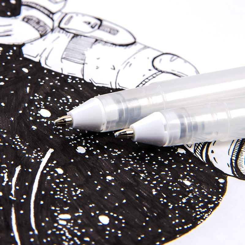 1pc 0.7mm vit highlight penna student skiss ritning graffiti konst markörer komisk krok liner penna brevpapper konst tillbehör