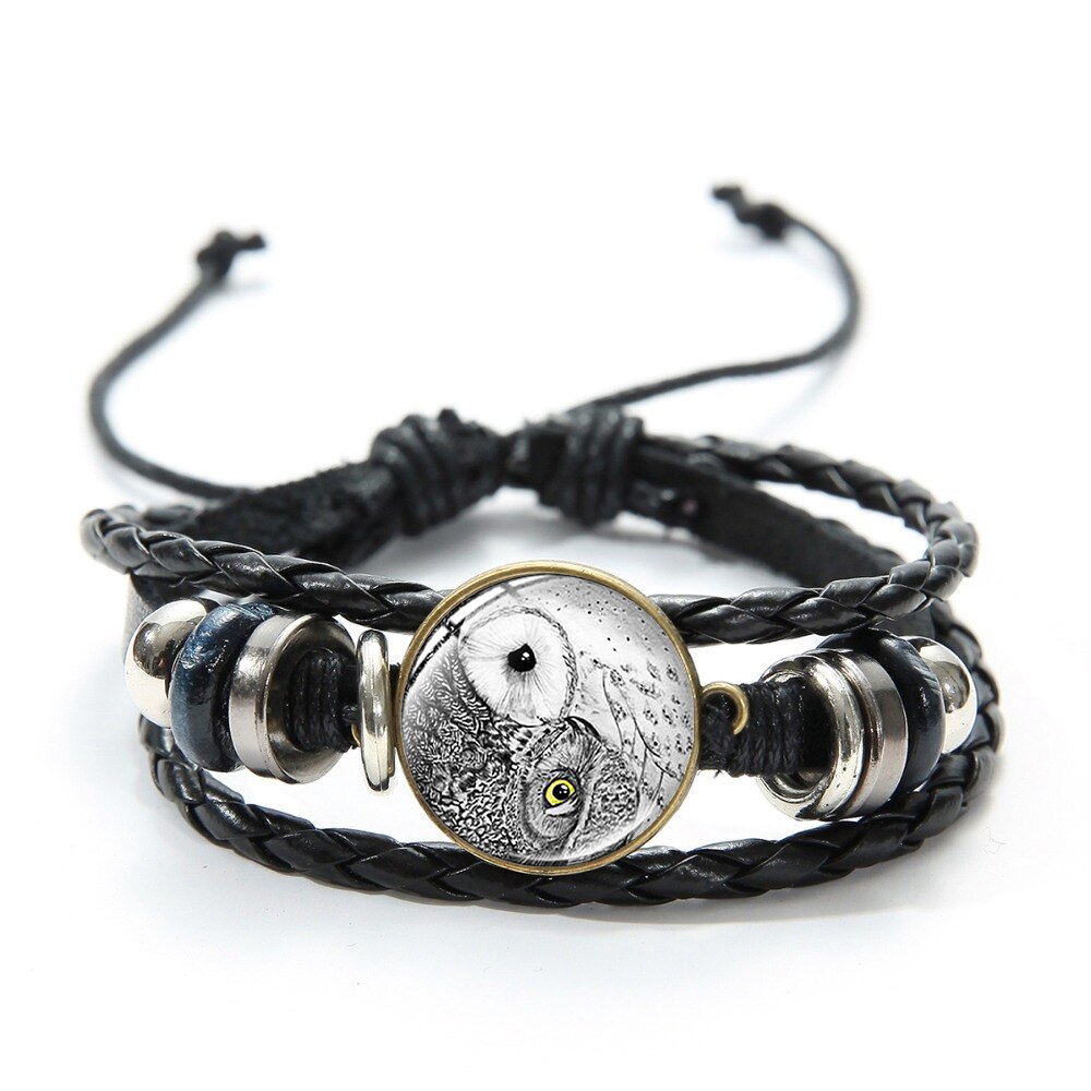 Steampunk Gear Yin Yang plecione skórzane bransoletki dla kobiet mężczyzn Tai Chi drzewo życia artystyczny wzór szklaną kopułą Charm bransoletka: Style 20