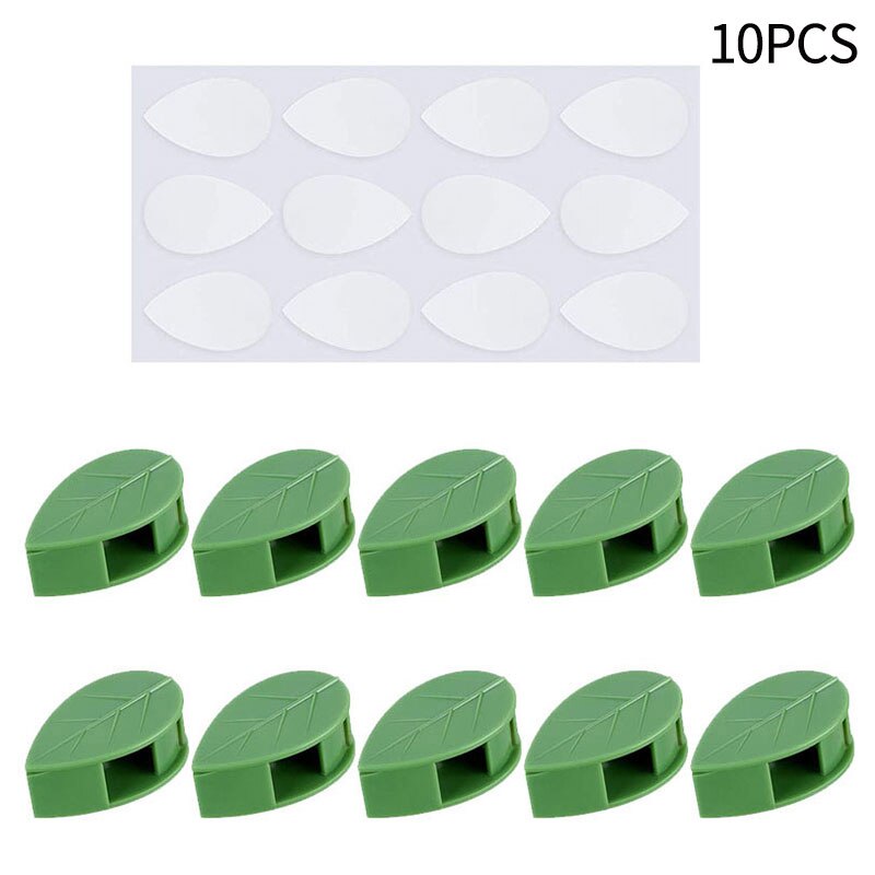 10/30/50 Stuks Plant Klimmen Muur Zelfklevende Haak Armatuur Clips Onzichtbare Rotan Klem Armatuur Muur kleverige Haak Plant Ondersteuning: Leaf Shape 10pcs