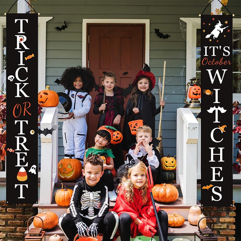 Décorations d'halloween en plein air intérieur bannières astuce ou Hocus Pocus grand porche signes sorcière décor pour la maison Halloween bannière