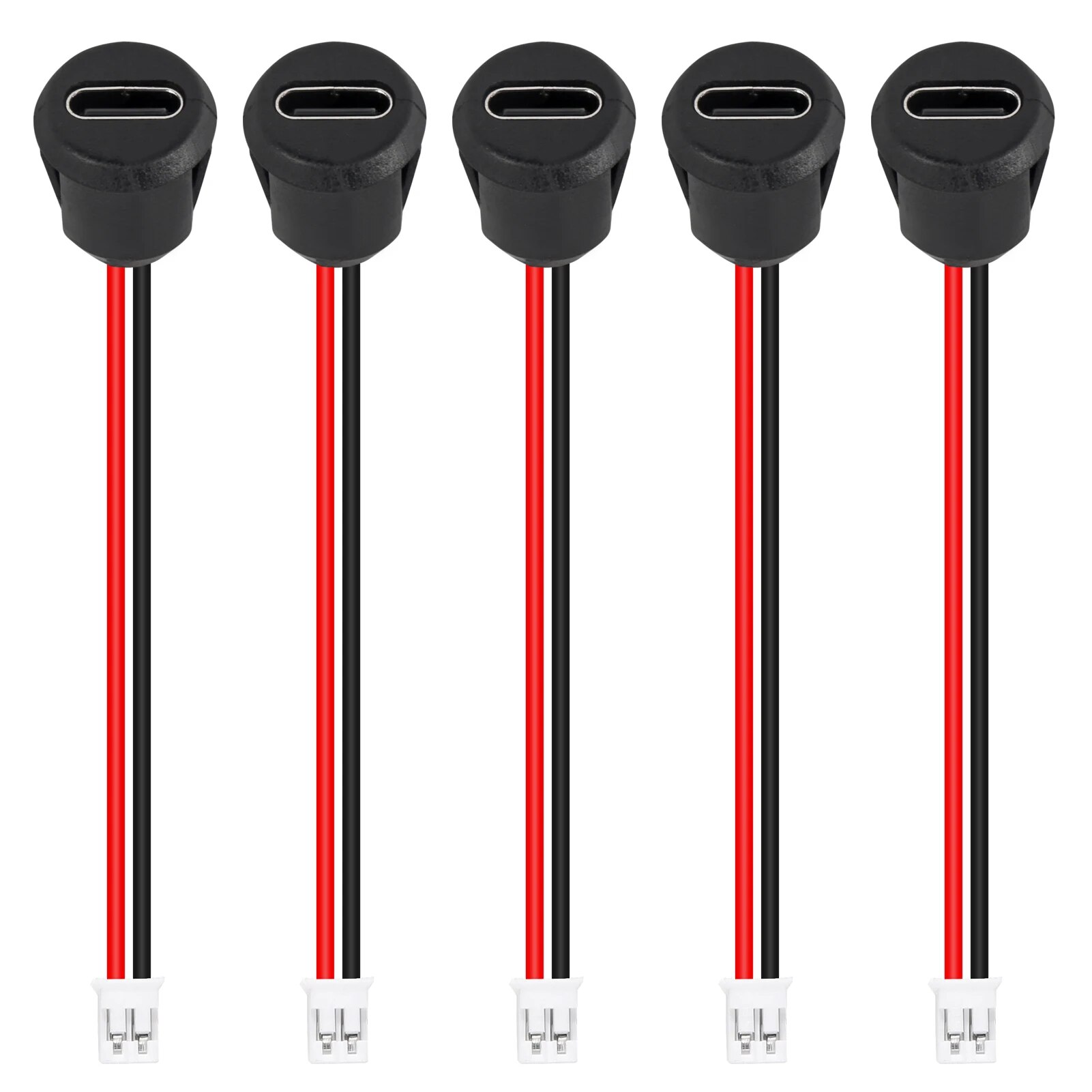 Conector USB tipo C hembra de 2 pines, resistente al agua, con enchufe hembra, puerto de carga de carga rápida, enchufe de cargador USB-C, 5 uds.