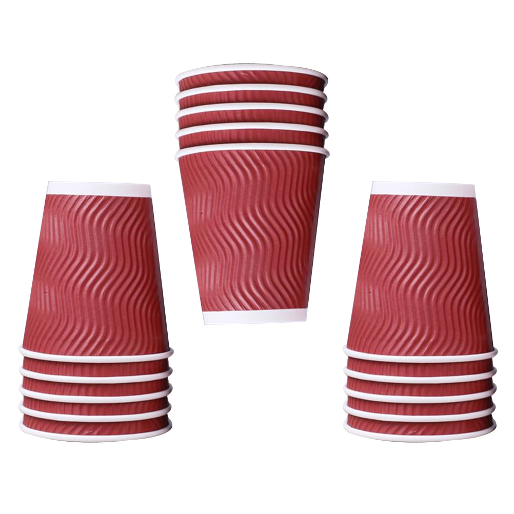 50 stuks Koffie Kopjes Schroefdraad Isolatie Triple Muur Takeaway Cup Papier Cup met Deksel voor Cafe Catering Restaurant