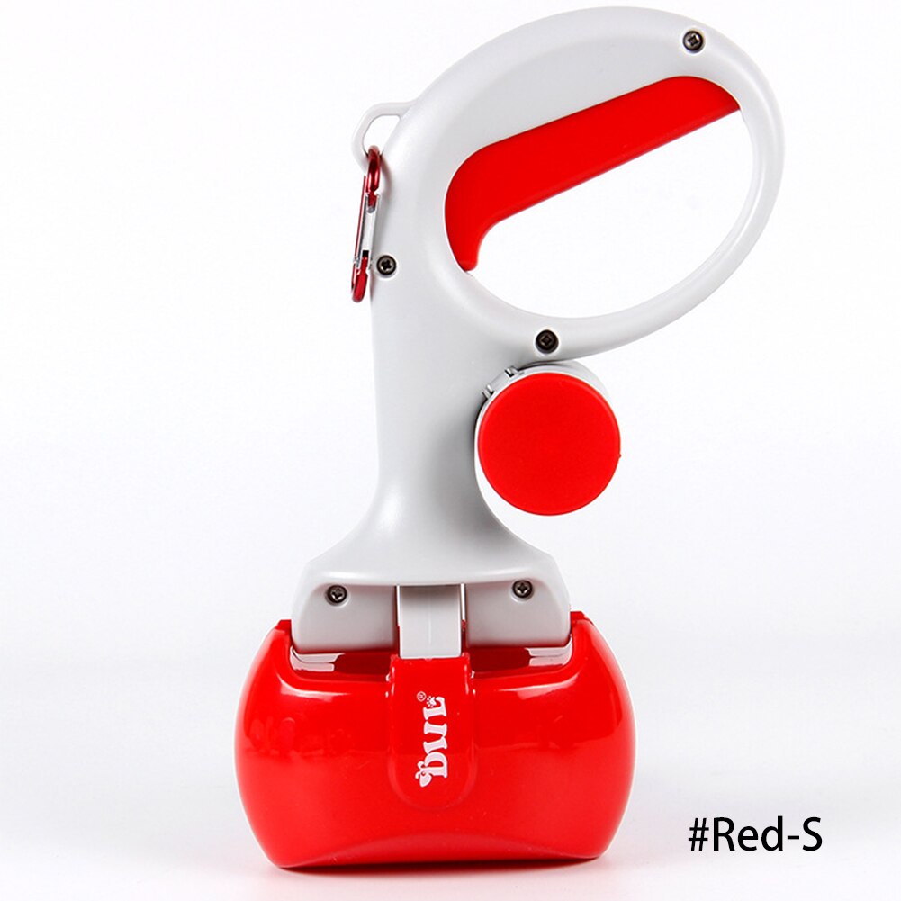 2 In 1 Pet Pooper Scooper for Dog Cats Long Handle Poop Scoop Outdoor Clean Pick Up Waste Picker Cleaner Dog Excrement Collector: Red / L