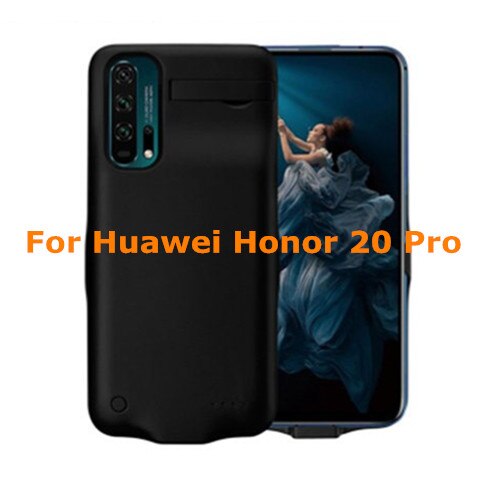 6000Mah Batterij Case Voor Huawei Honor 20 Pro Power Bank Case Extenal Batterij Oplader Cover Voor Huawei Honor 20 Power Case: Black for 20 Pro