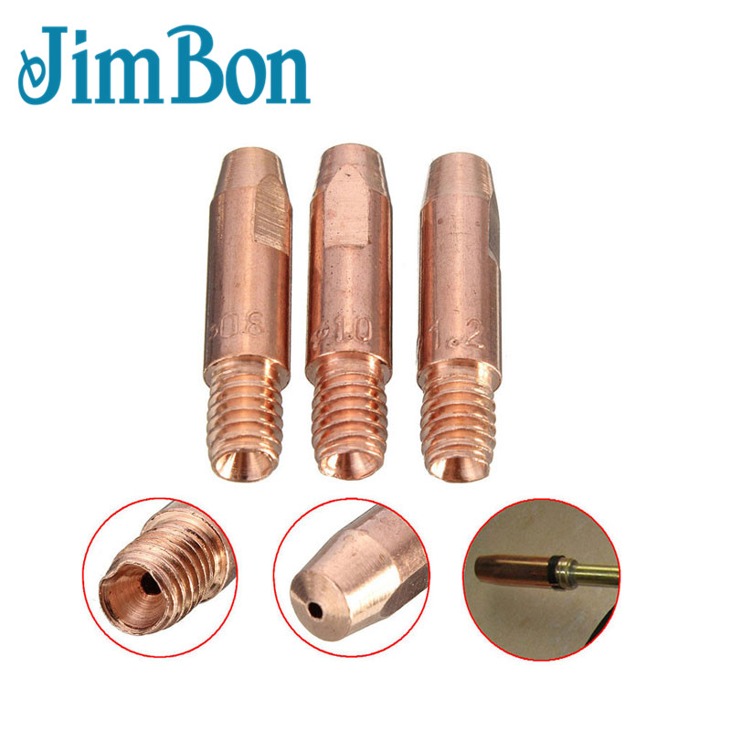 JimBon 10 Pcs MB 24KD M6 MIG/MAG Welding Torch Contact Tip Gas Nozzle Holder 0.8/1.0/1.2mm M6*27mm