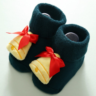 Kerstcadeau Sokken Thema Kinderen Pasgeboren Katoen Cartoon Sokken Winter Kids Baby Baby Anti-Slip Kinderen Unisex Sokken: BELL / 6m