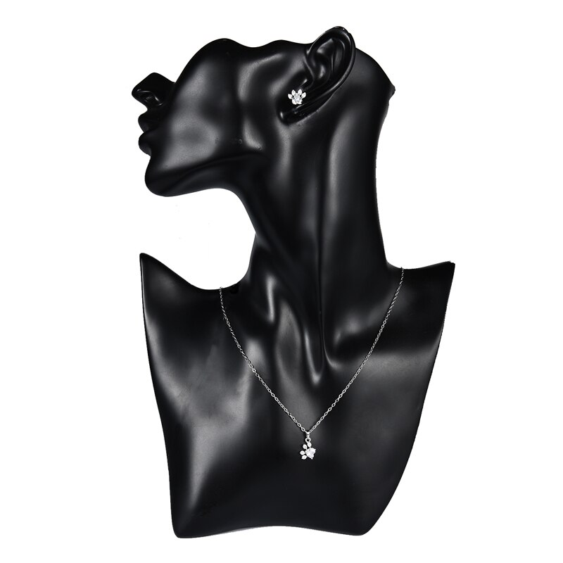4 Stuks Kat Bear Poot Ring Voor Vrouwen Sieraden Sets Wit Cz Steen Zilveren Kleur Ringen Ketting Armband oorbel Set