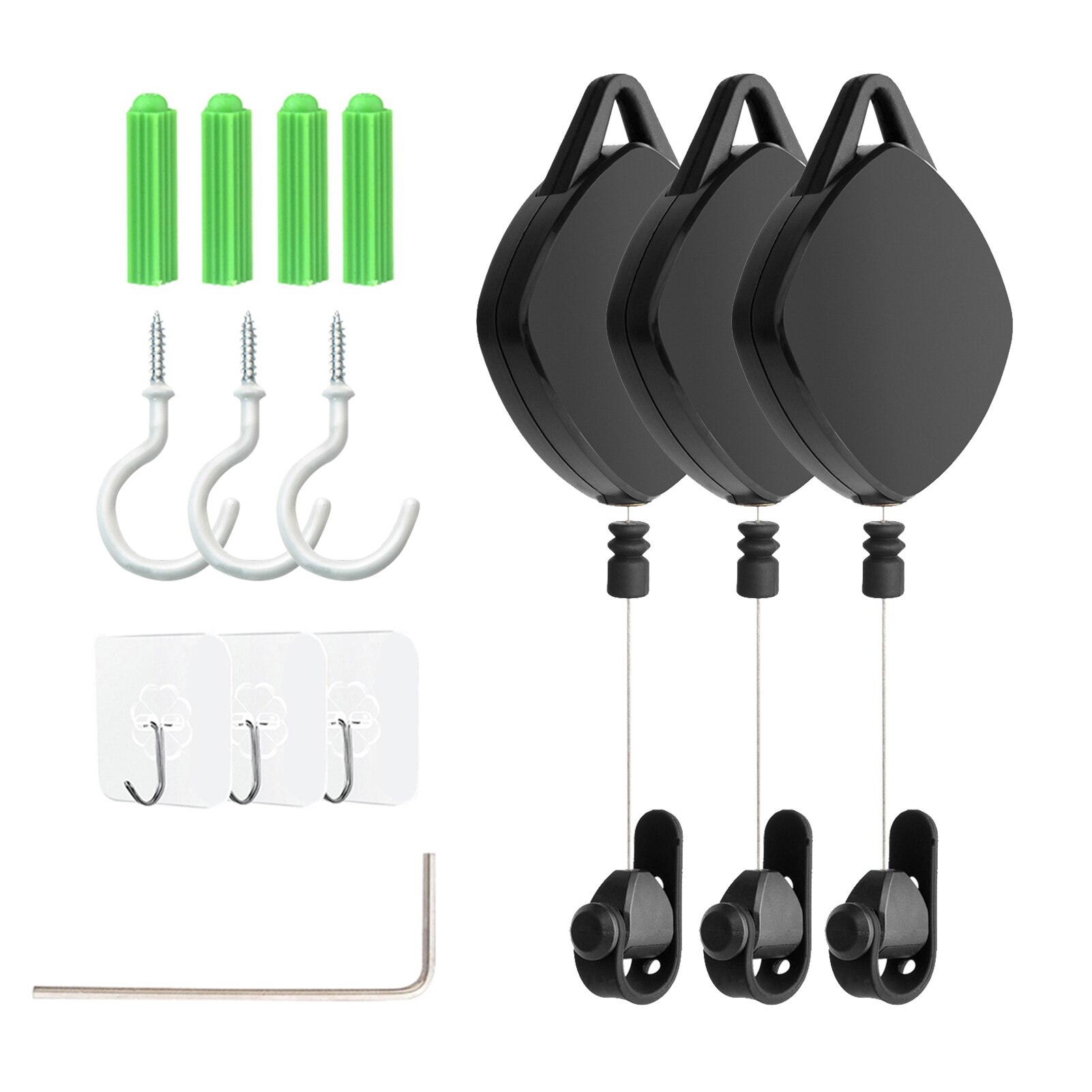 Kit de ganchos para cables de datos, herramienta de gestión de cables inteligente Simple, gancho de Cable para PC VR, para Oculus quest2/HTVive/ Rift S/PS,: 3PCS Black