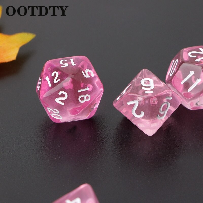 OOTTDTY 7Stck Klar polyedrisch Spiel Würfel Für Drachen Pfadfinder D20 D12 2xD10 D8 D6 D4 polyedrisch Spiel Würfel