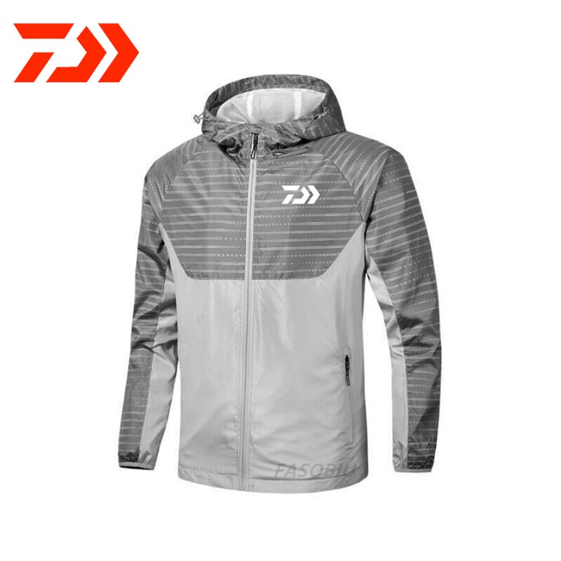 Daiwa – veste de pêche pour hommes, coupe-vent, protection solaire, vêtements respirants, Sport de plein air, voyage, Camping, randonnée,: 4XL / Argent