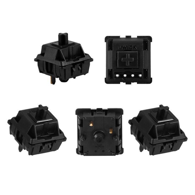 5 pieces jwick nylon black shell  v2 switches 58,5g 5 pin rgb linear mx stem switches for mechanical keyboard 50m pre-lubed