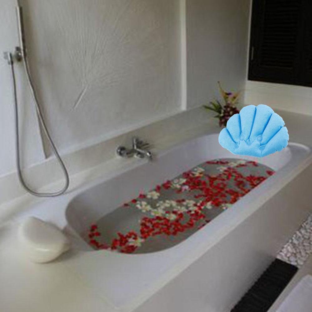 1Pc Bath Pillow Spa Inflatable Shell Shaped Neck Bathtub Cushion Random Color Bathroom Accessories Bath Tub Pillow